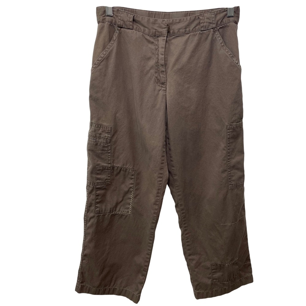 J.Jill Womens Brown Patchwork Cargo Capri Pants Cropped‎ 2 Outdoor Gorp Utility